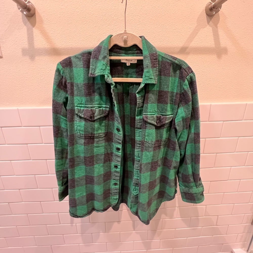 Madewell Green and Black Flannel